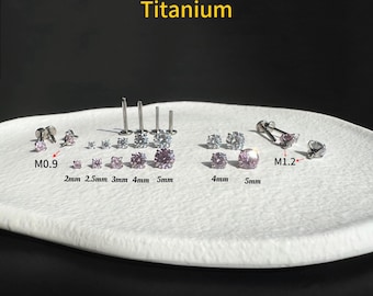 18g 16g 14g ‣ Implant Grade Titanium • Crystal Labret Stud • Internally Threaded Labret Stud  • Conch Stud