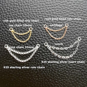 Double Chain  Ring - Add On Conch Chain - Add On Cartilage Chain