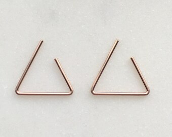14K Gold Filled Triangle Stud Earrings, Geometric Earrings