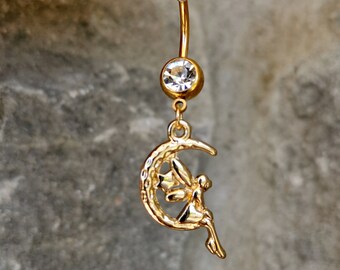 316L Surgical Steel - Gold Fairy  Belly Ring