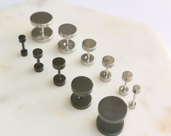 16g - Bar 6mm - Stainless Steel - Mens Stud Earring - Dot Earrings