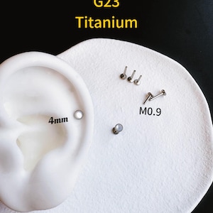 NEW ‣18g 16g ‣ Verified Titanium • White Shell Labret Stud • Internally Threaded Labret Stud • Helix Stud • Hypoallergenic Piercing