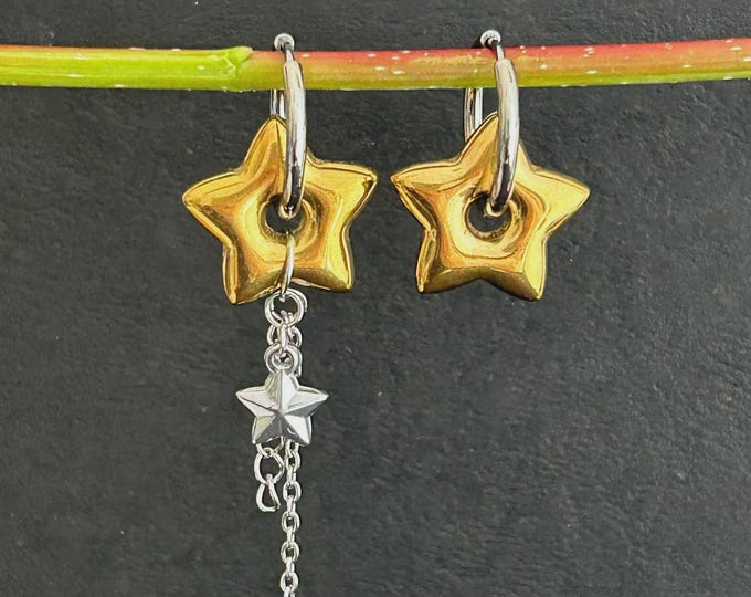 A Pair - Star Earrings - Mix Match Hoop Earrings