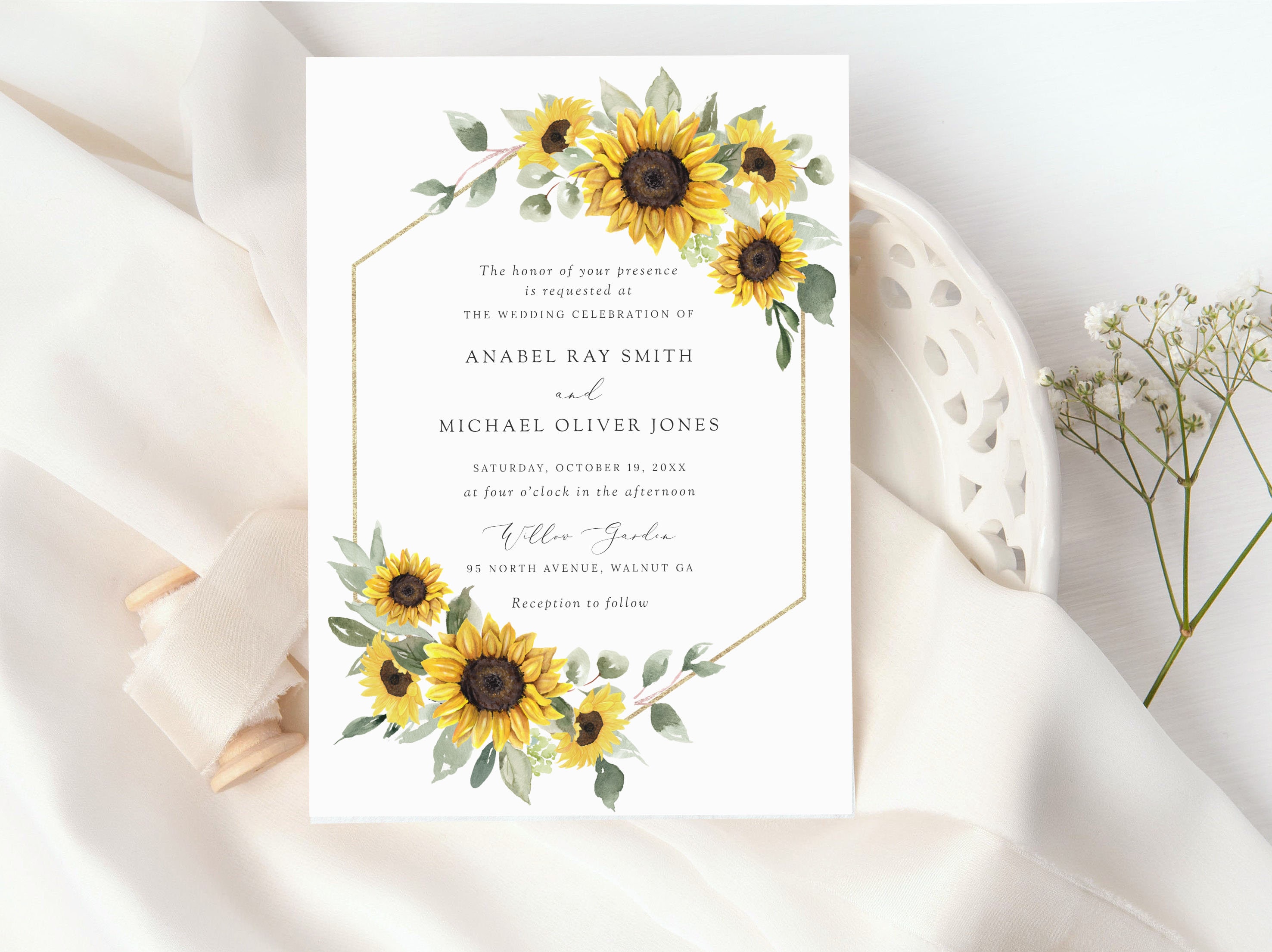 Sunflowers Wedding Invitation Template. Editable Printable Etsy Sunflowers Wedding Invitation Template. Editable Printable Etsy