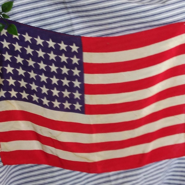 Vintage Silk 48 Star Flag from 1950s. Great for Independence Day.