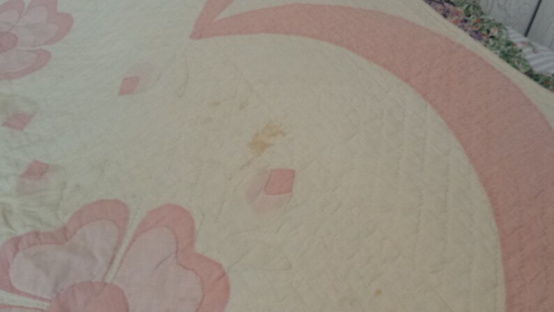 Vintage Pink and White Hand Made Quilt