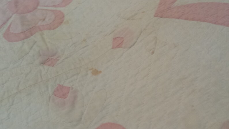 Vintage Pink and White Hand Made Quilt