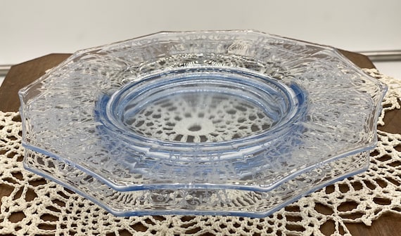 Cambridge Cleo Etch Willow Blue Elegant Depression Glass Luncheon