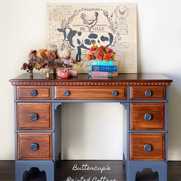 Solid Wood Desk With Drawers Etsy