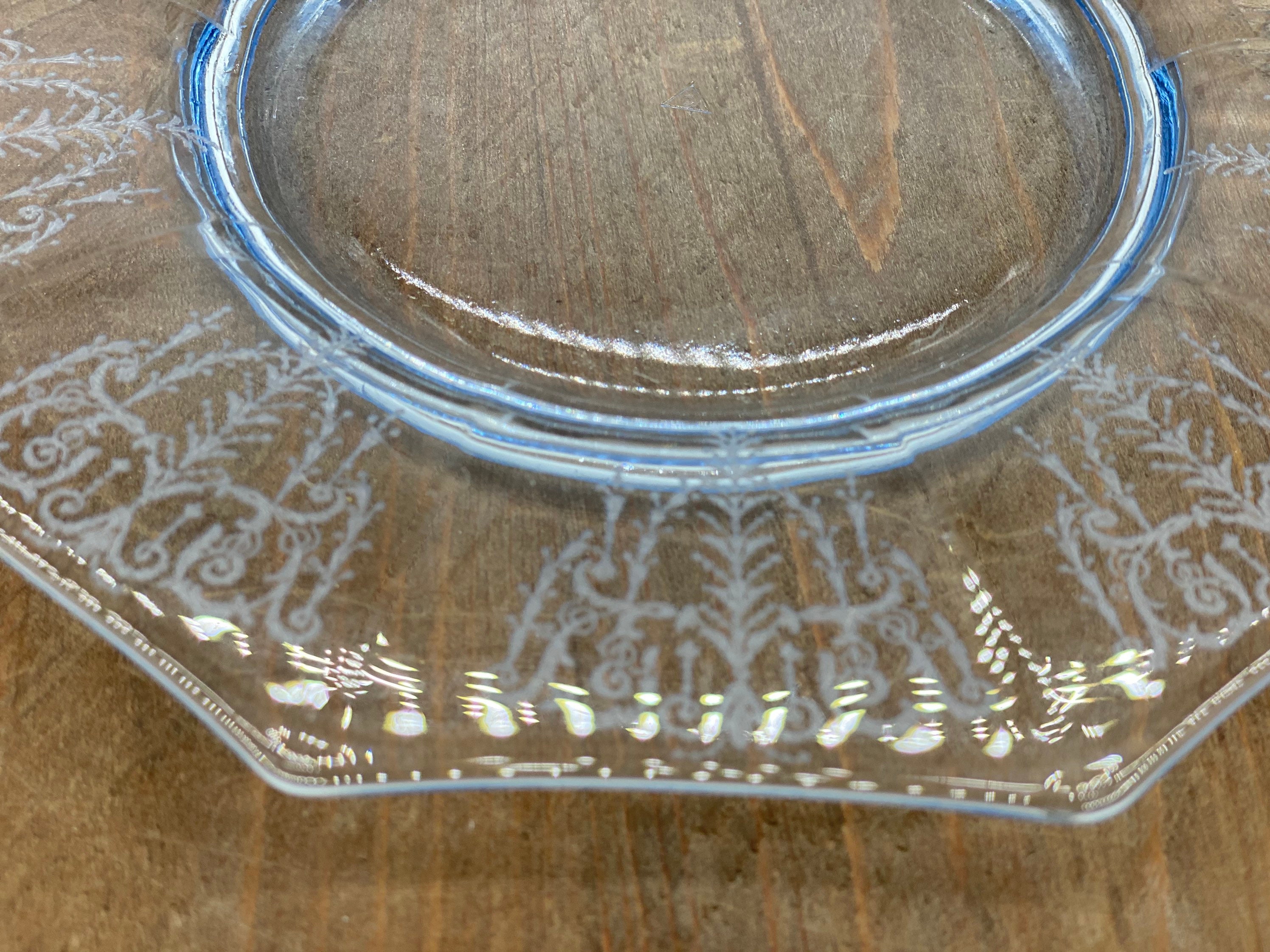 Cambridge Cleo Etch Willow Blue Elegant Depression Glass Luncheon