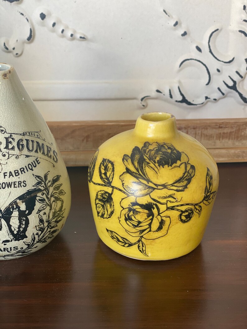 French Style Pottery, Collection of 3, Old World Vases With Vintage