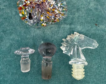 Collection of four 4 vintage bottle stopper tops, perfume bottle stops