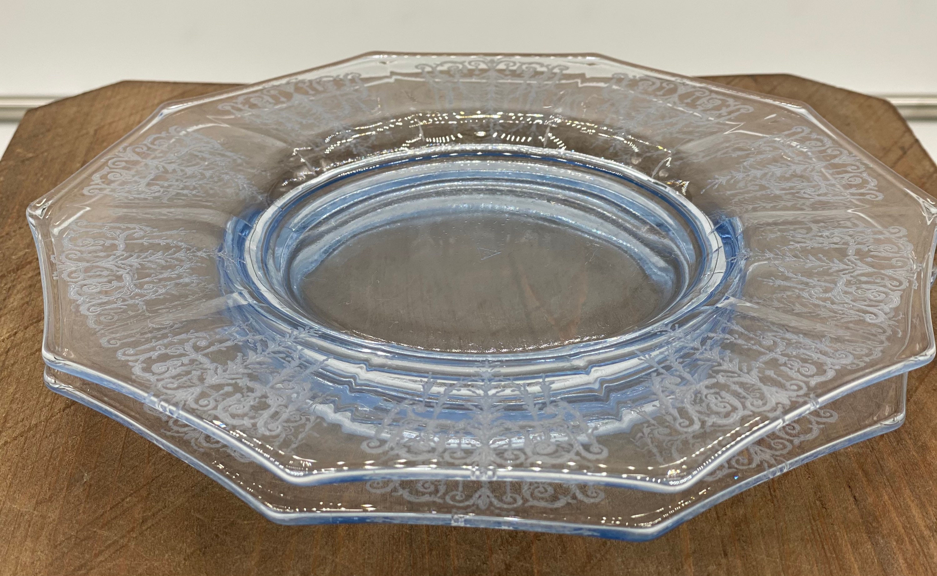 Cambridge Cleo Etch Willow Blue Elegant Depression Glass Luncheon