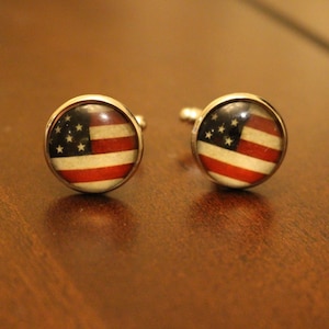 Stainless Steel USA Patriotic American Men&#39;s Cufflinks