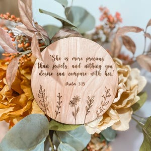 Bible Verse Baby Disc, Floral Baby Disc, Wooden Bible Verse Disc