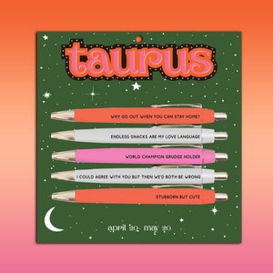 Taurus Pen Set- Astrology, funny, gift, zodiac