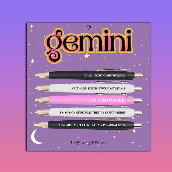 Gemini Pen Set- Astrology, funny, gift, zodiac