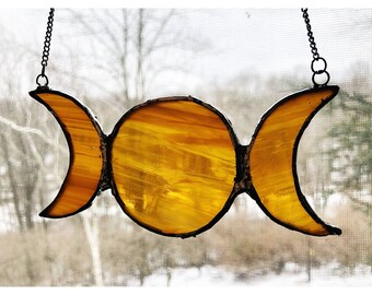 Moon Phase Stained Glass Wall/Window Hanging