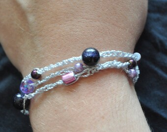 Bracelet 3 brins (Argent et Violet)