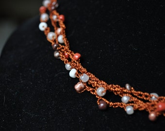 Collier marron 3 brins