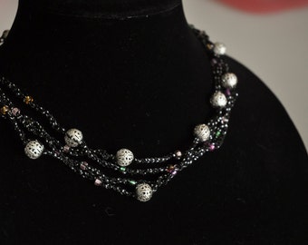 4 brins Noir et Argent (Vert, Rose et Or)