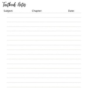Textbook Notes Lined Paper| Minimalist Simple Design| Printable for ...