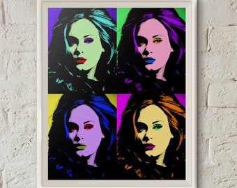 Adele Poster, Quartet,Adele Hello,Andy Warhol Print,Pop Art,Adele Print,Printable Wall Art,Adele Art,Instant Download,Dorm Art,Printable Art