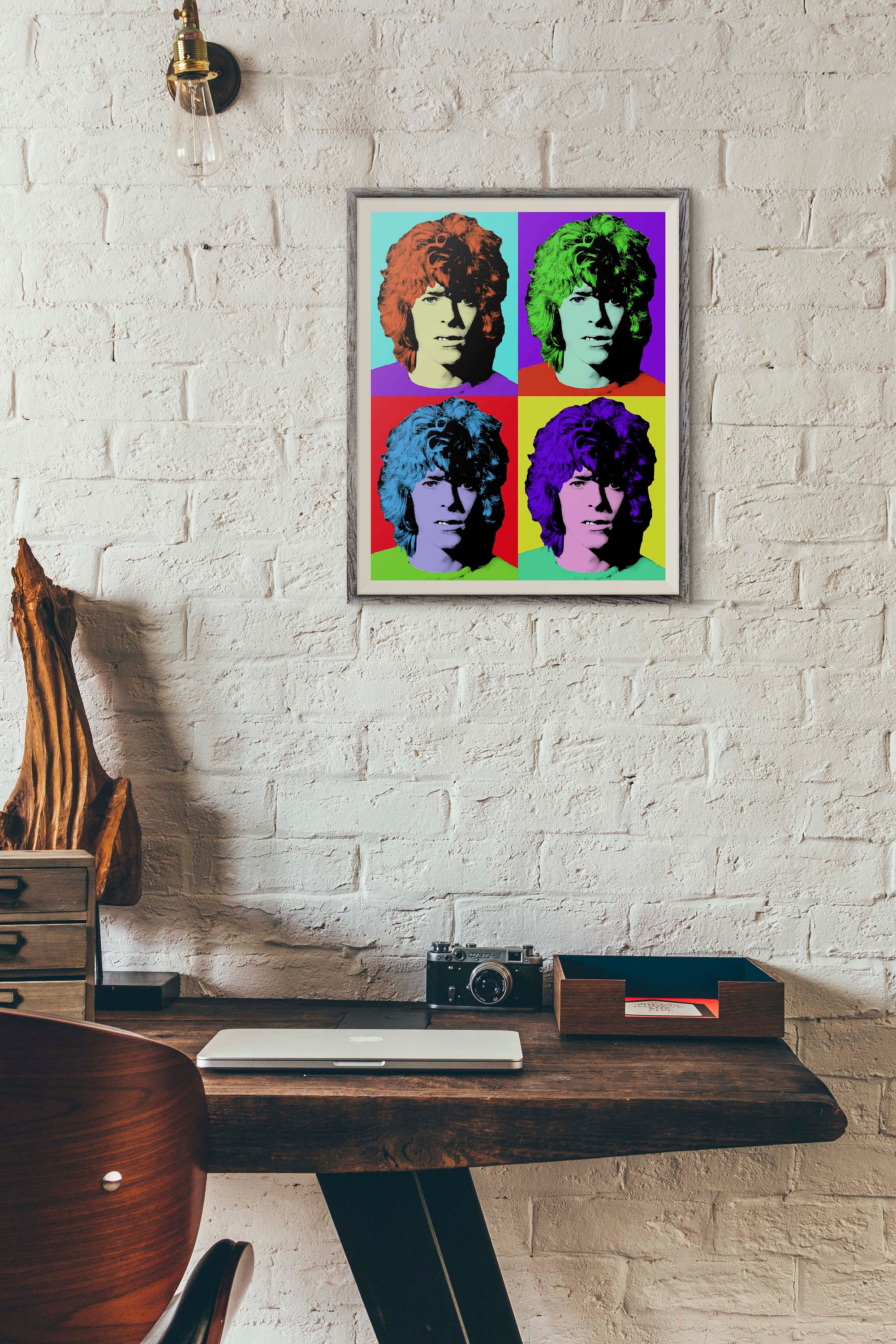 Jiaobaba Poster artistico da parete su tela di Andy Warhol David Bowie, pittura decorativa per soggiorno e camera da letto, 30 x 45 cm