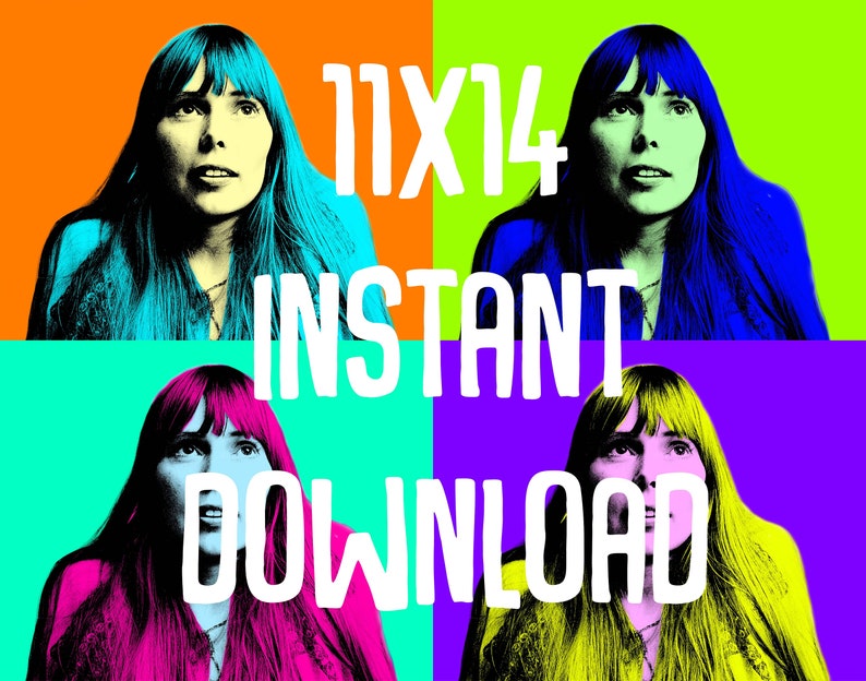 Joni Mitchell Print,Joni Mitchell Blue,11x14 Poster,Instant Download Joni Mitchell Art,Pop Art Warhol Print Joni Mitchell Quartet Poster