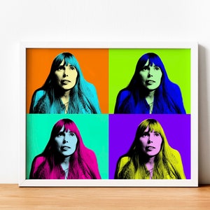 Joni Mitchell Quartet Poster, Warhol Print, Joni Mitchell Art,Pop Art. Joni Mitchell Print,Joni Mitchell Blue,11x14 Poster,Instant Download