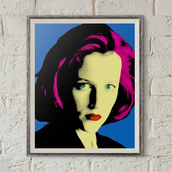 Dana Scully, X-Files Poster, Pop Art Portrait, Gillian Anderson,X Files Art,Andy Warhol Print,Fox Mulder,Printable Wall Art,Instant Download