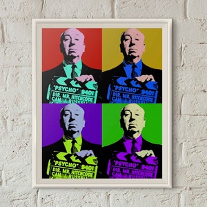 Alfred Hitchcock, Pop Art Portrait, Quartett, Classic Hollywood, Psycho, Andy Warhol Kunst, druckbare Wandkunst, sofortiger Download, digitaler Download Kunst