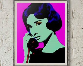 Audrey Hepburn, Pop Art Portrait, Classic Hollywood, Printable Wall Art,Andy Warhol Art,Digital Download Art,Instant Download,Wall Art Print