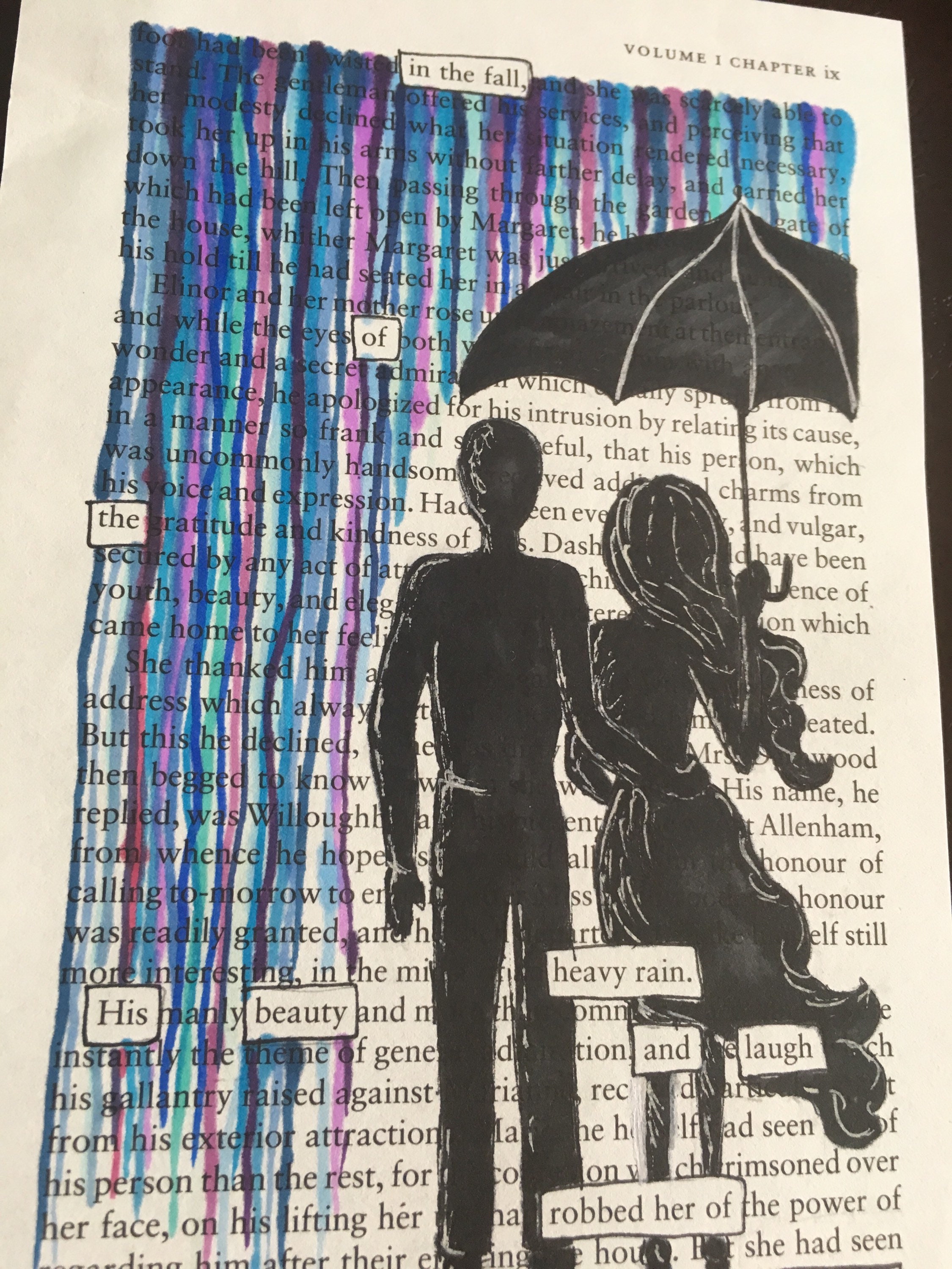 The Rain Blackout Poetry Art Artwork Book Art Word Art Etsy