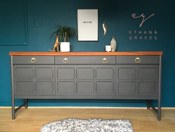 Professionally Painted Dark Grey Teak Nathan Sideboard Etsy