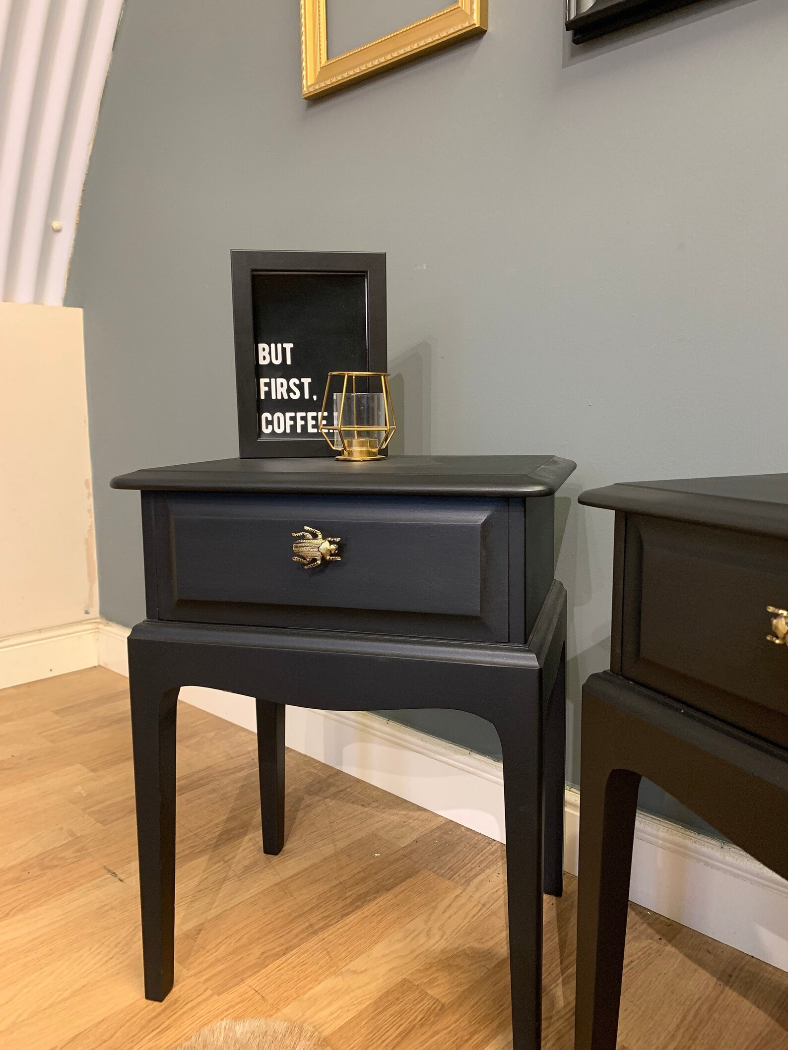 Pro Painted Black Stag Bedside Tables With Gold Stag Beetle Etsy UK