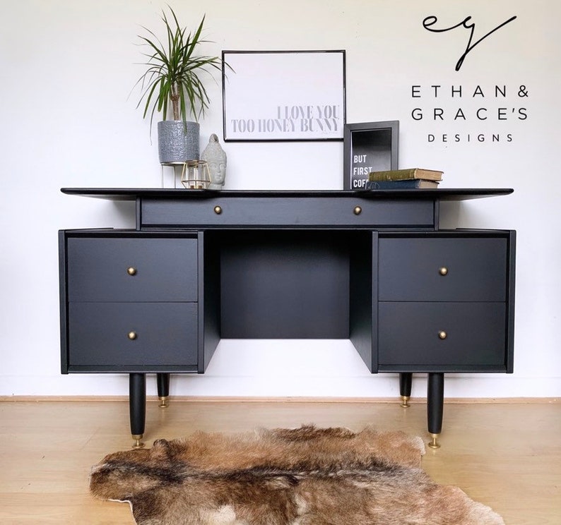Professionally Painted G Plan Dressing Table Desk In Black Professionally Painted G Plan Dressing