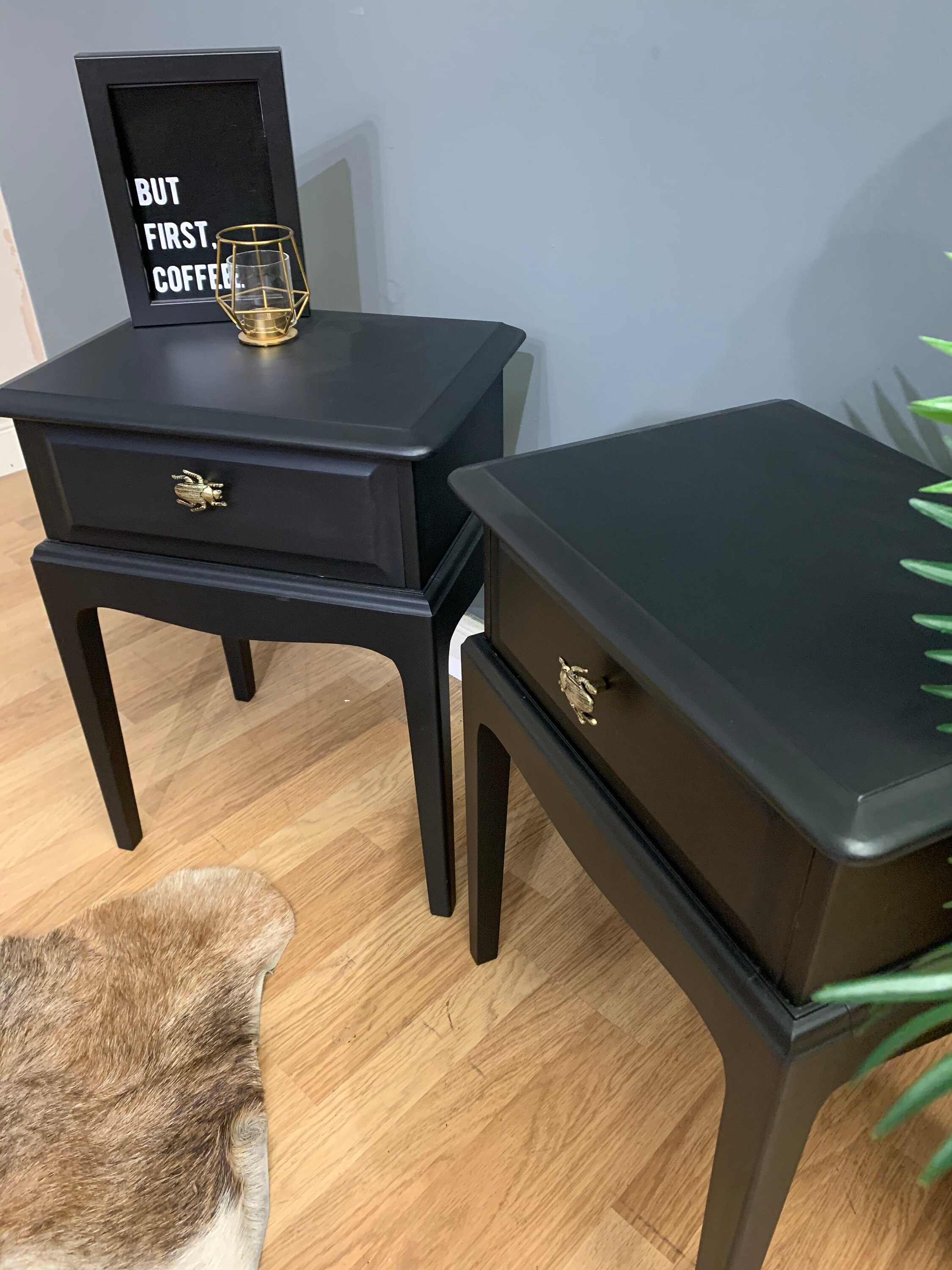 Pro Painted Black Stag Bedside Tables With Gold Stag Beetle Etsy UK