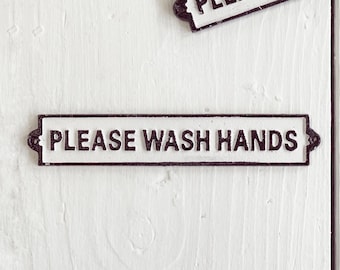 Wash Your Hands, Bathroom Wall Art, Housewarming Gift, Metal Sign, Bathroom Decor