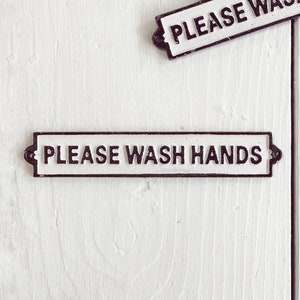 Wash Your Hands, Bathroom Wall Art, Housewarming Gift, Metal Sign, Bathroom Decor image 1