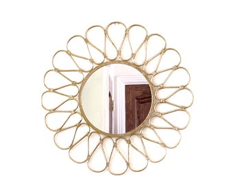 Round Mirrors for Wall  23" Round Metal Ornate Decor Wall Hanging Accent Mirror Boho Style