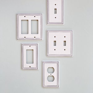 Metal Switch Plate Cover Toggle Switch Plate Outlet Double Rocker Single Rocker White Switch Plate