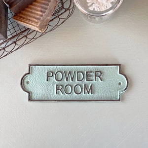 Bathroom Decor Powder Room Door Sign French Bathroom Door Sign Door Plaque Vintage Style Railway Style Retro Style, Light Mint