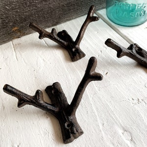 Cast Iron Tree Branch Hook, Coat Hook, Key Hook, Wall Hook, Bathroom Hook, Sold Individually