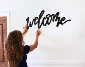 Welcome Sign, 36" Wide, Welcome Wedding Sign,Metal Welcome Sign Outdoor, Wall Decorate