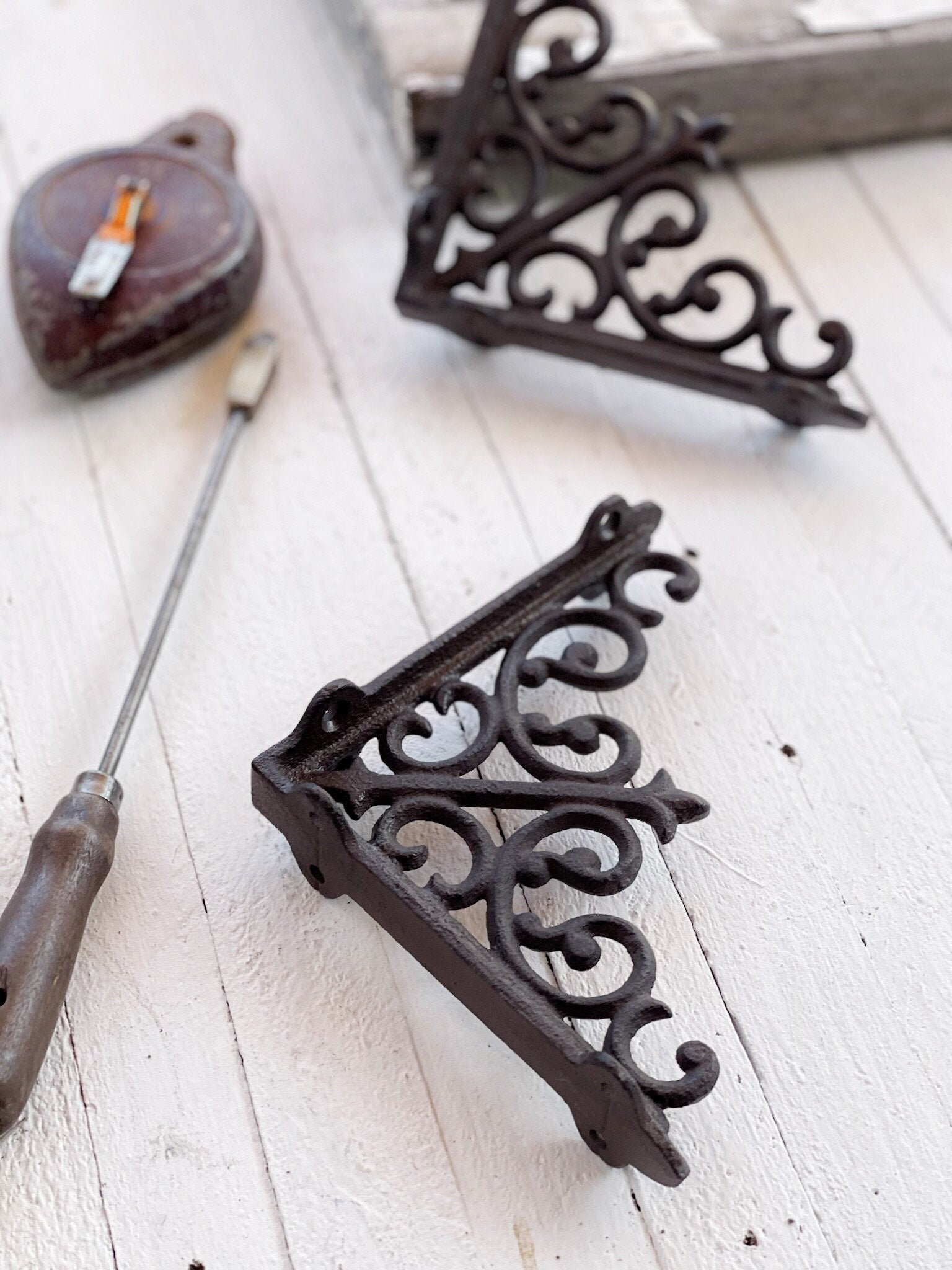 Metal Brackets Country Home Decor Open Shelf Kitchen Iron Etsy New