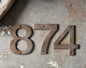 Large Iron House Numbers  Modern Style Home Decor Dark Brass LOW SHIPPING