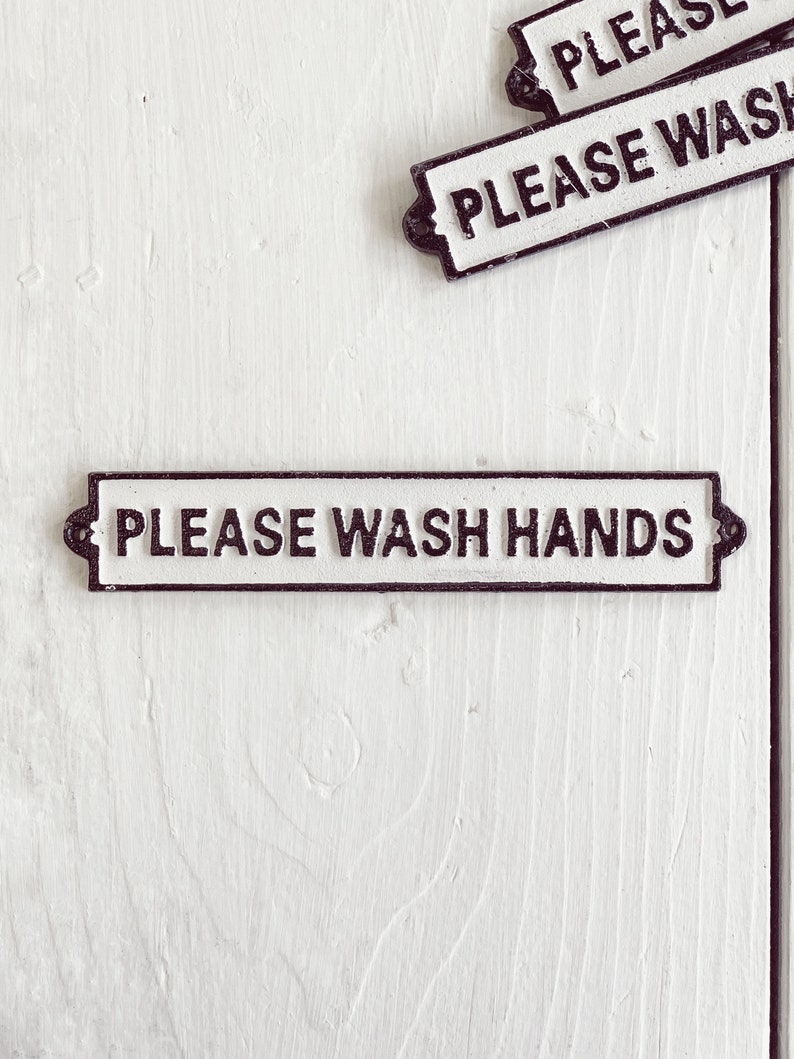 Wash Your Hands, Bathroom Wall Art, Housewarming Gift, Metal Sign, Bathroom Decor image 1