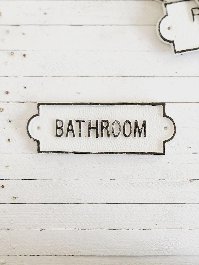 Letrero grande para puerta de baño, estilo francés, placa para puerta, estilo vintage, estilo ferroviario, estilo retro Bathroom