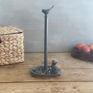 Suporte de papel toalha de metal para decoração de casa de pássaros, amante de pássaros, amante de gatos, decoração de pássaros de cozinha, decoração de casa para a casa, presente de casamento, deslize